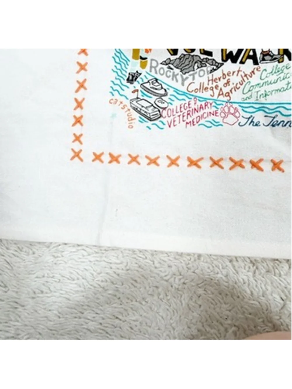 Catstudio UT Tennessee Volunteers Tea Towel Embroidered Cotton Dish Towel NEW